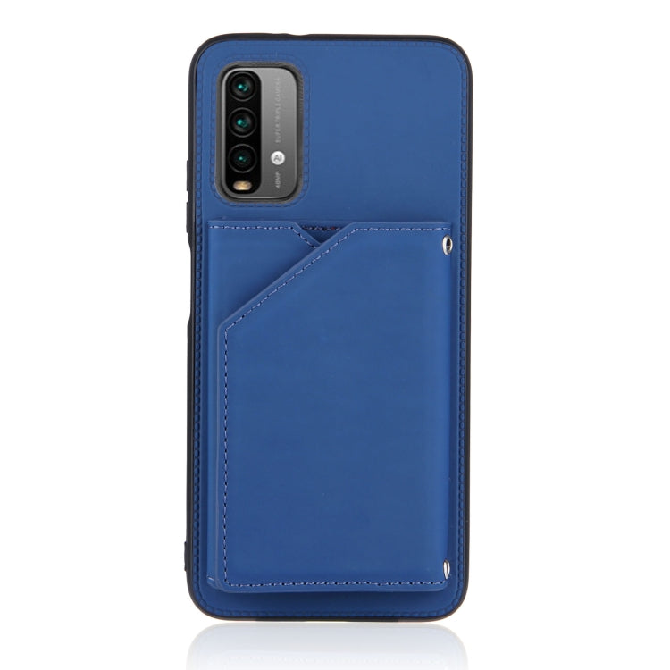 For Xiaomi Poco M3 / Redmi Note 9 4G Skin Feel PU + TPU + PC Back Cover Shockproof Case with Card Slots & Holder & Photo Frame