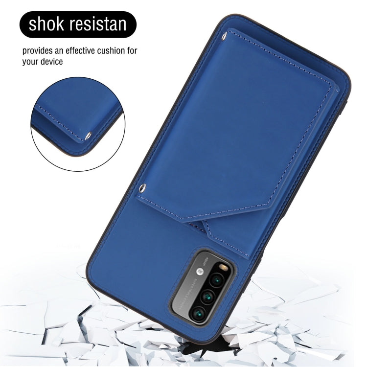 For Xiaomi Poco M3 / Redmi Note 9 4G Skin Feel PU + TPU + PC Back Cover Shockproof Case with Card Slots & Holder & Photo Frame