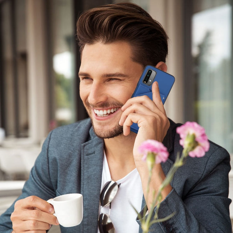 For Xiaomi Poco M3 / Redmi Note 9 4G Skin Feel PU + TPU + PC Back Cover Shockproof Case with Card Slots & Holder & Photo Frame