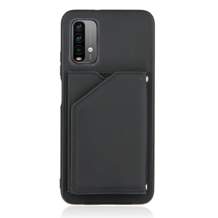 For Xiaomi Poco M3 / Redmi Note 9 4G Skin Feel PU + TPU + PC Back Cover Shockproof Case with Card Slots & Holder & Photo Frame