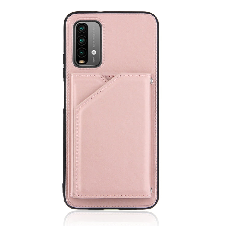 For Xiaomi Poco M3 / Redmi Note 9 4G Skin Feel PU + TPU + PC Back Cover Shockproof Case with Card Slots & Holder & Photo Frame