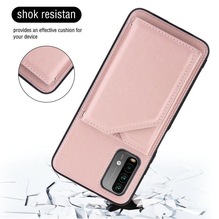 For Xiaomi Poco M3 / Redmi Note 9 4G Skin Feel PU + TPU + PC Back Cover Shockproof Case with Card Slots & Holder & Photo Frame