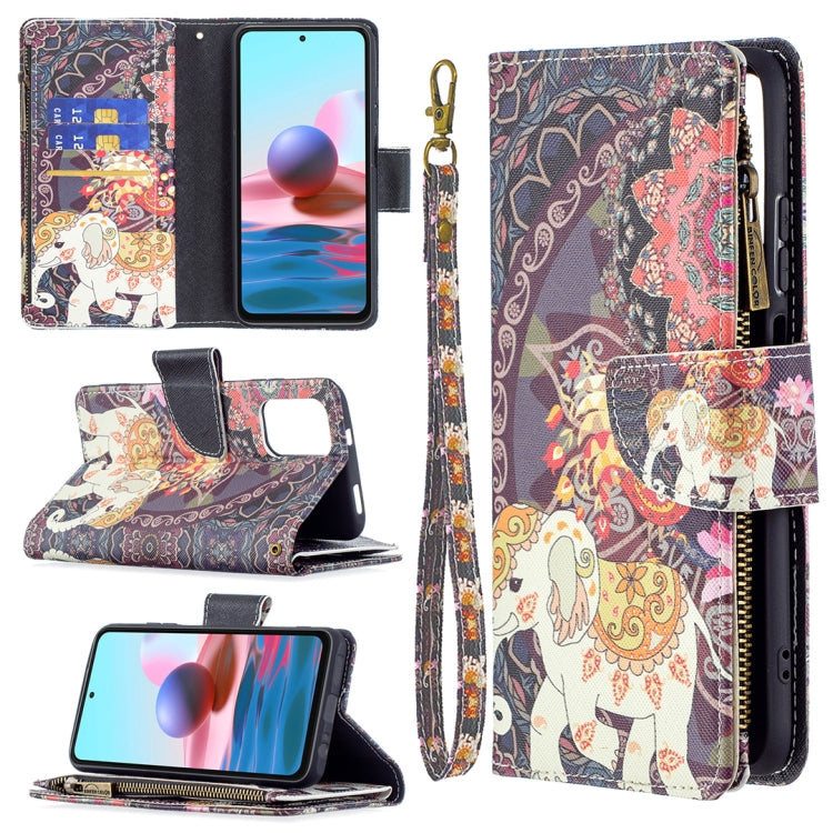 For Xiaomi Redmi Note 10 4G Colored Drawing Pattern Zipper Horizontal Flip Leather Case with Holder & Card Slots & Wallet