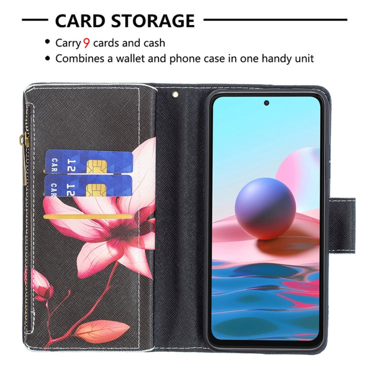 For Xiaomi Redmi Note 10 4G Colored Drawing Pattern Zipper Horizontal Flip Leather Case with Holder & Card Slots & Wallet