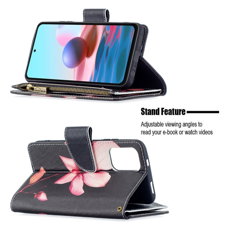 For Xiaomi Redmi Note 10 4G Colored Drawing Pattern Zipper Horizontal Flip Leather Case with Holder & Card Slots & Wallet