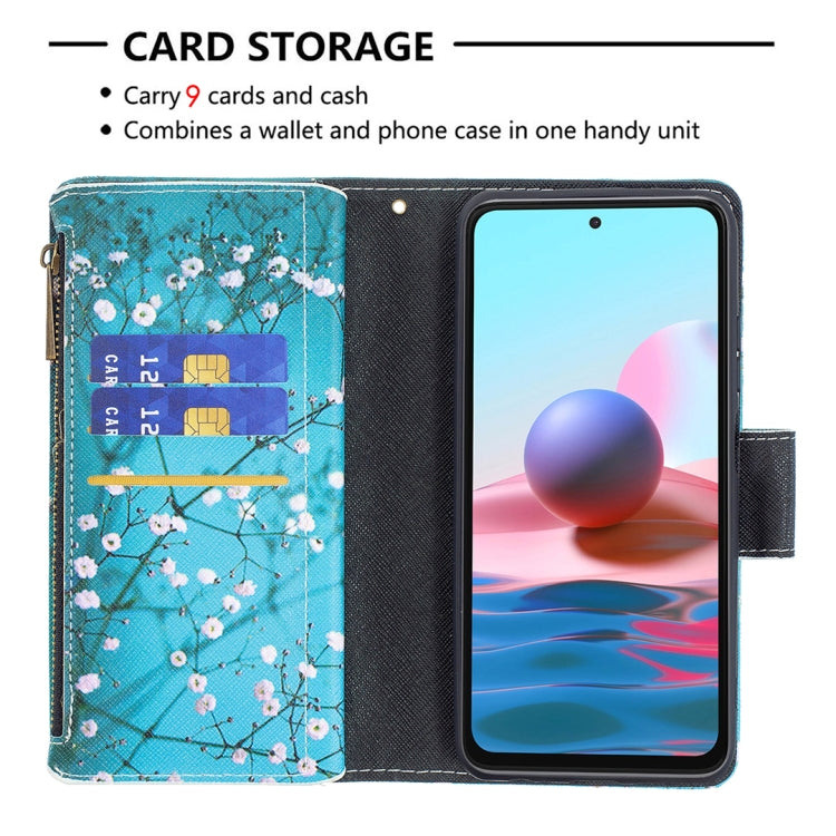 For Xiaomi Redmi Note 10 4G Colored Drawing Pattern Zipper Horizontal Flip Leather Case with Holder & Card Slots & Wallet