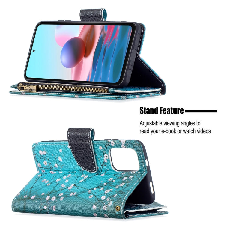 For Xiaomi Redmi Note 10 4G Colored Drawing Pattern Zipper Horizontal Flip Leather Case with Holder & Card Slots & Wallet