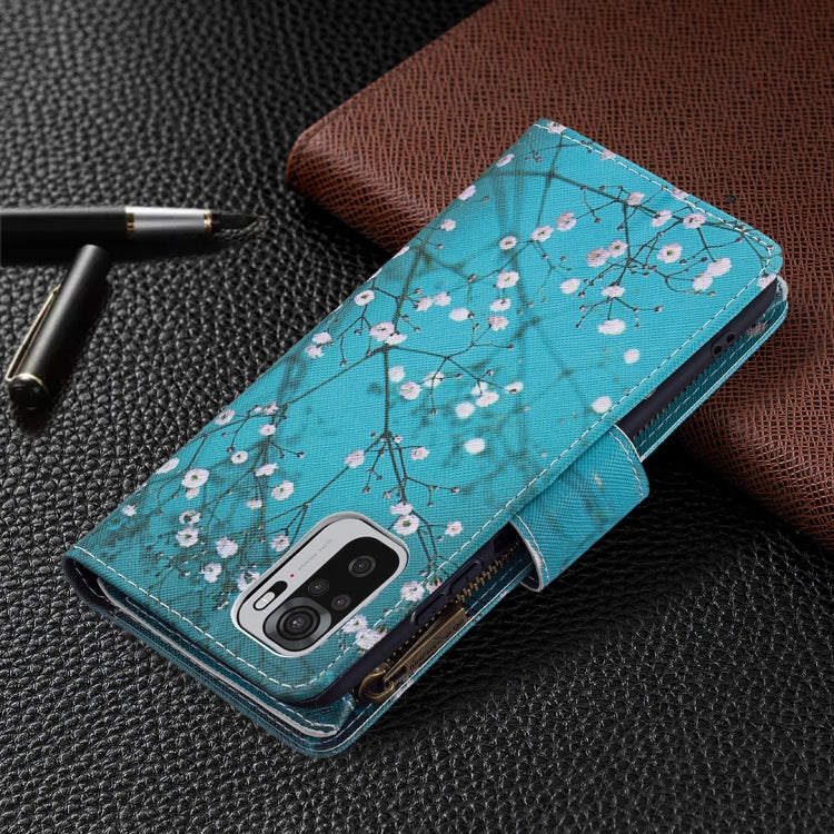For Xiaomi Redmi Note 10 4G Colored Drawing Pattern Zipper Horizontal Flip Leather Case with Holder & Card Slots & Wallet