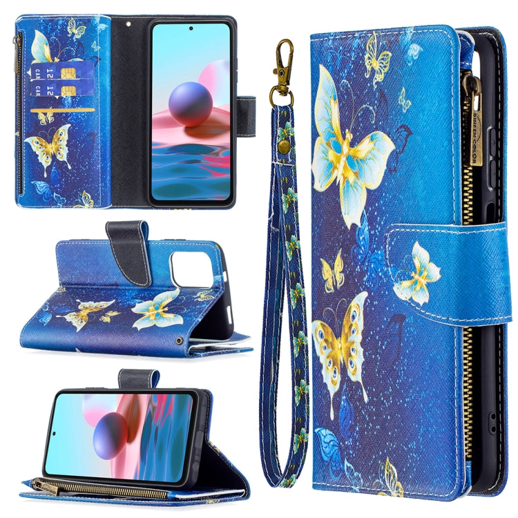 For Xiaomi Redmi Note 10 4G Colored Drawing Pattern Zipper Horizontal Flip Leather Case with Holder & Card Slots & Wallet