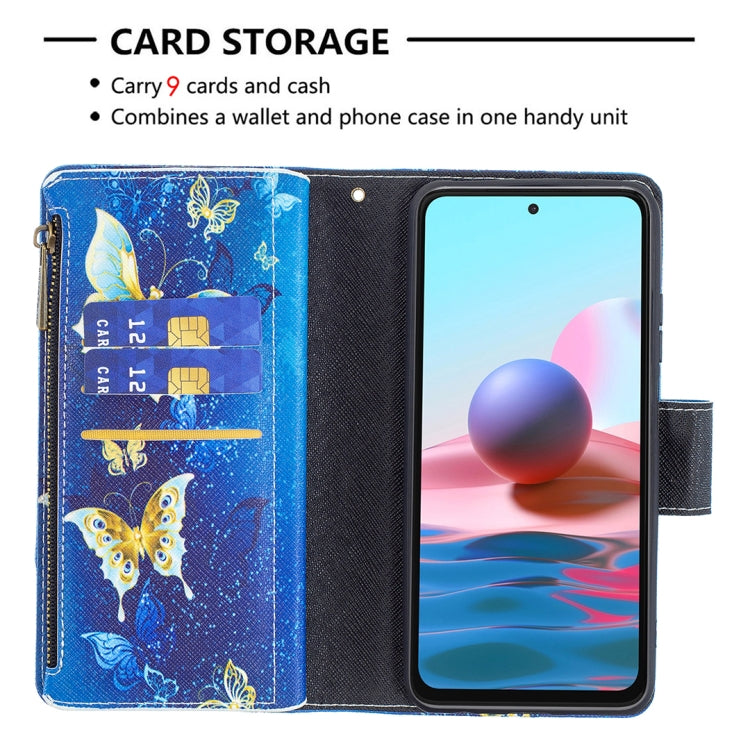 For Xiaomi Redmi Note 10 4G Colored Drawing Pattern Zipper Horizontal Flip Leather Case with Holder & Card Slots & Wallet