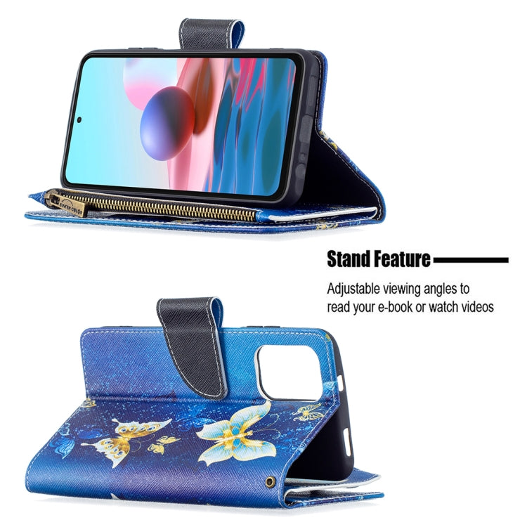 For Xiaomi Redmi Note 10 4G Colored Drawing Pattern Zipper Horizontal Flip Leather Case with Holder & Card Slots & Wallet