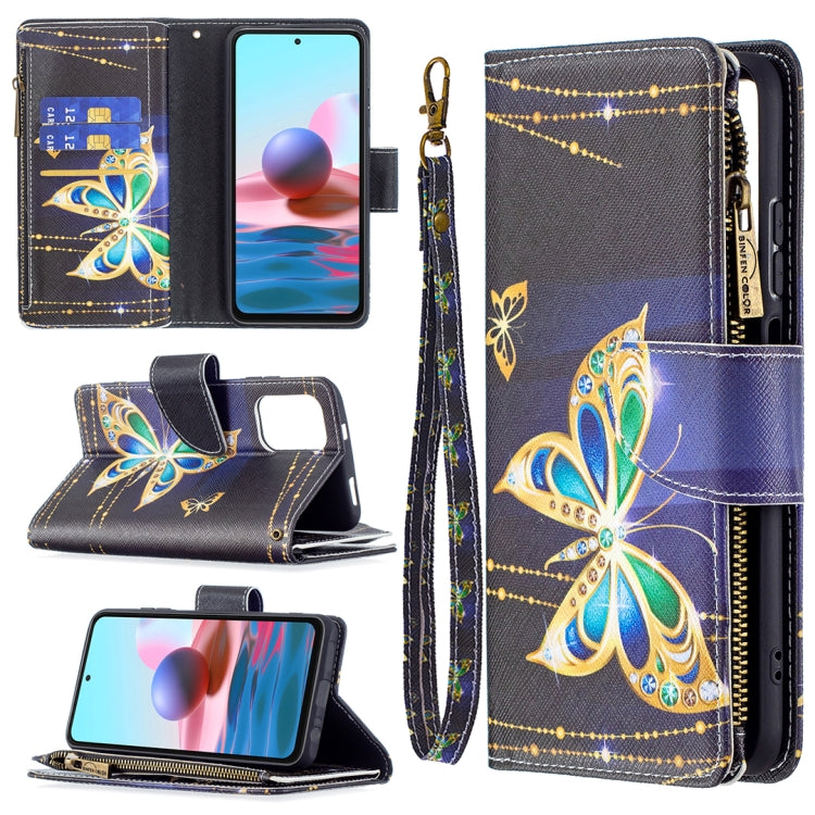 For Xiaomi Redmi Note 10 4G Colored Drawing Pattern Zipper Horizontal Flip Leather Case with Holder & Card Slots & Wallet