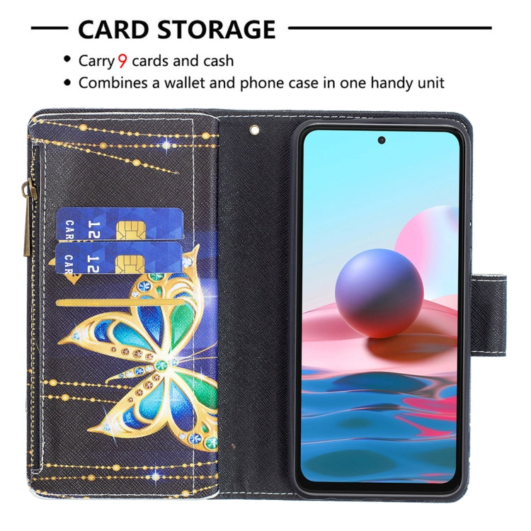 For Xiaomi Redmi Note 10 4G Colored Drawing Pattern Zipper Horizontal Flip Leather Case with Holder & Card Slots & Wallet