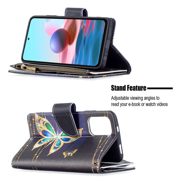 For Xiaomi Redmi Note 10 4G Colored Drawing Pattern Zipper Horizontal Flip Leather Case with Holder & Card Slots & Wallet