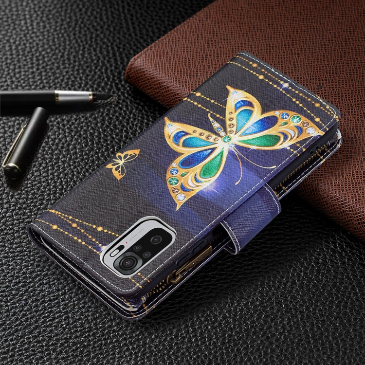 For Xiaomi Redmi Note 10 4G Colored Drawing Pattern Zipper Horizontal Flip Leather Case with Holder & Card Slots & Wallet