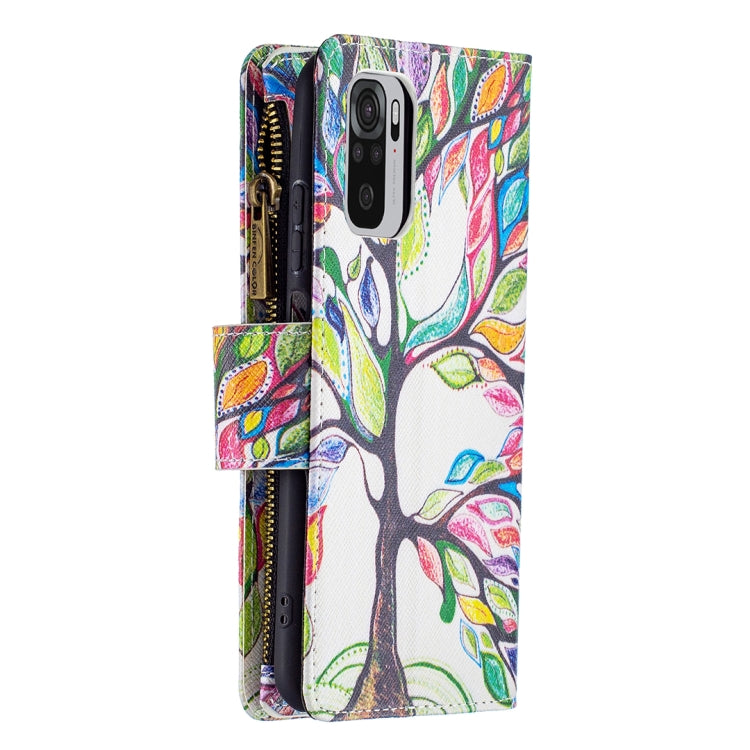 For Xiaomi Redmi Note 10 4G Colored Drawing Pattern Zipper Horizontal Flip Leather Case with Holder & Card Slots & Wallet