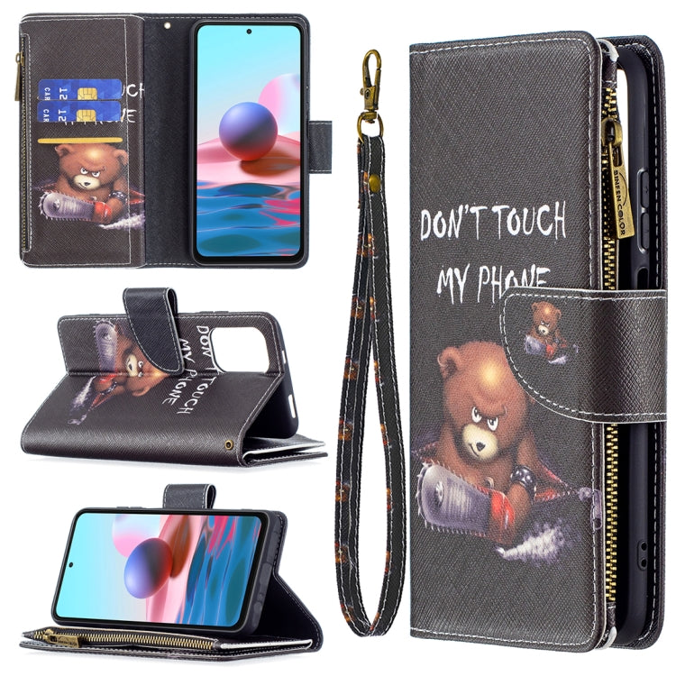 For Xiaomi Redmi Note 10 4G Colored Drawing Pattern Zipper Horizontal Flip Leather Case with Holder & Card Slots & Wallet