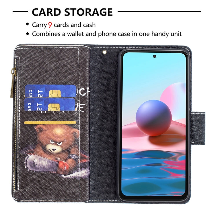 For Xiaomi Redmi Note 10 4G Colored Drawing Pattern Zipper Horizontal Flip Leather Case with Holder & Card Slots & Wallet