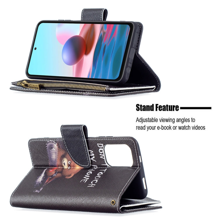 For Xiaomi Redmi Note 10 4G Colored Drawing Pattern Zipper Horizontal Flip Leather Case with Holder & Card Slots & Wallet