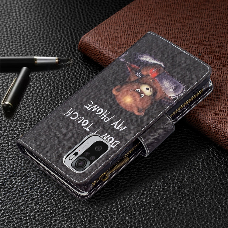 For Xiaomi Redmi Note 10 4G Colored Drawing Pattern Zipper Horizontal Flip Leather Case with Holder & Card Slots & Wallet