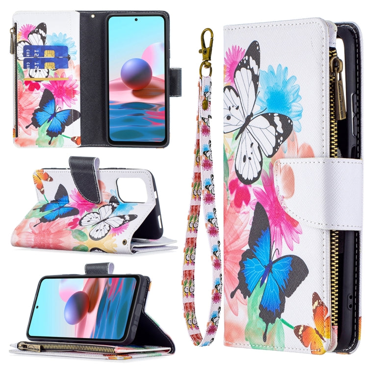 For Xiaomi Redmi Note 10 4G Colored Drawing Pattern Zipper Horizontal Flip Leather Case with Holder & Card Slots & Wallet