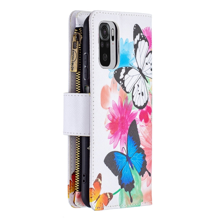 For Xiaomi Redmi Note 10 4G Colored Drawing Pattern Zipper Horizontal Flip Leather Case with Holder & Card Slots & Wallet