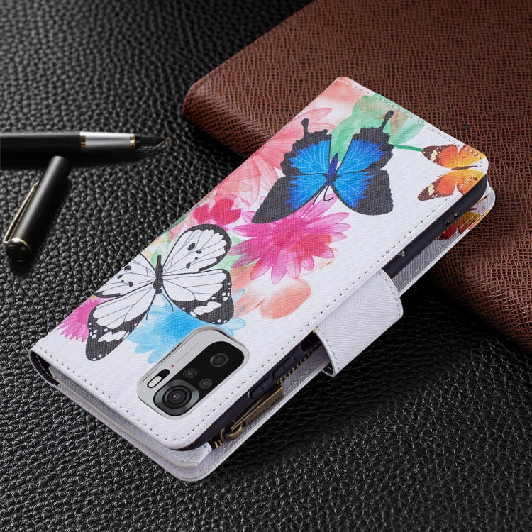 For Xiaomi Redmi Note 10 4G Colored Drawing Pattern Zipper Horizontal Flip Leather Case with Holder & Card Slots & Wallet