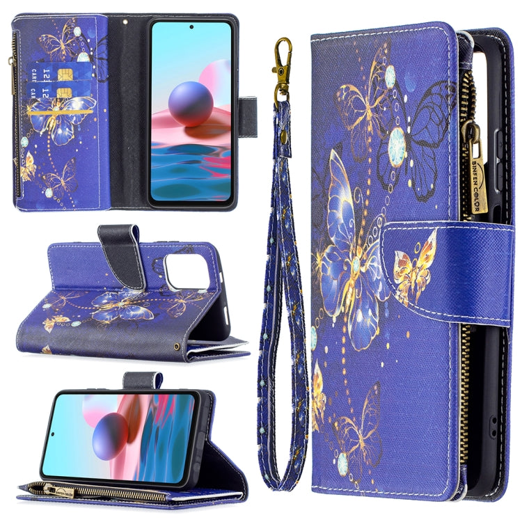 For Xiaomi Redmi Note 10 4G Colored Drawing Pattern Zipper Horizontal Flip Leather Case with Holder & Card Slots & Wallet