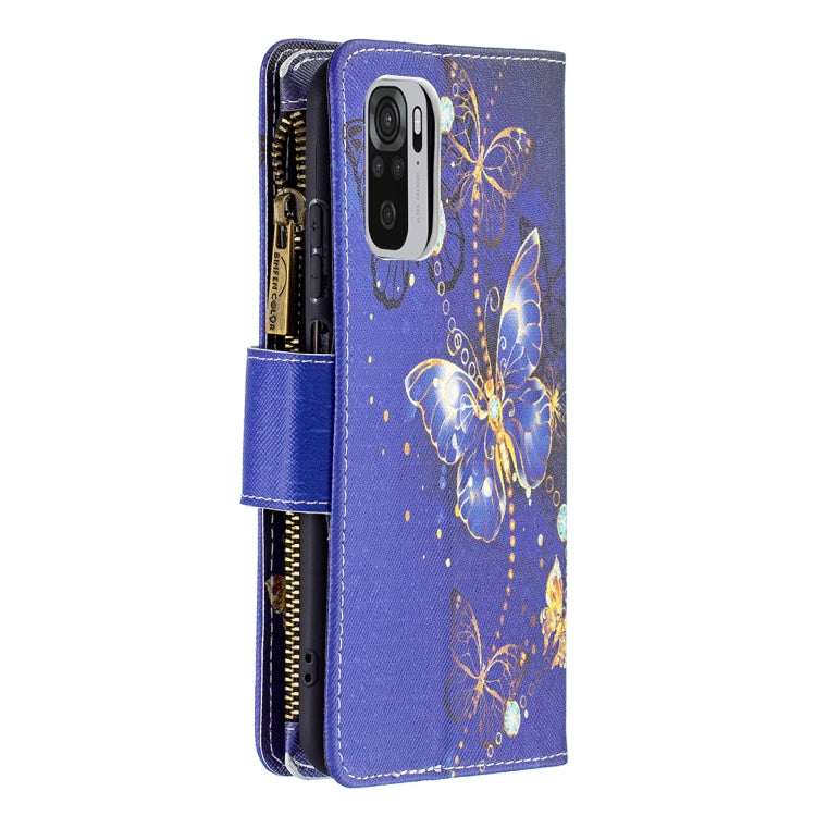 For Xiaomi Redmi Note 10 4G Colored Drawing Pattern Zipper Horizontal Flip Leather Case with Holder & Card Slots & Wallet