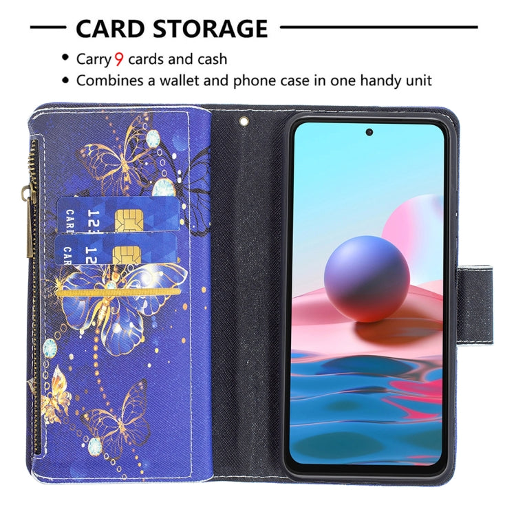 For Xiaomi Redmi Note 10 4G Colored Drawing Pattern Zipper Horizontal Flip Leather Case with Holder & Card Slots & Wallet