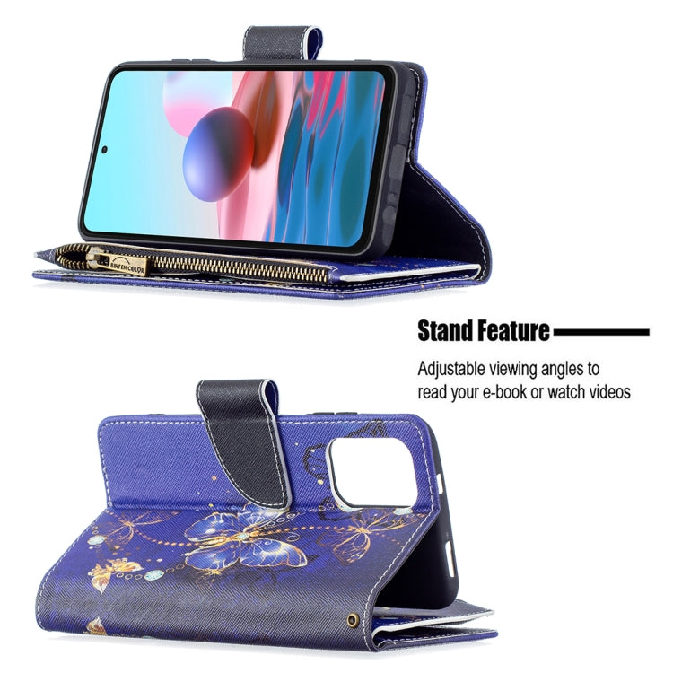 For Xiaomi Redmi Note 10 4G Colored Drawing Pattern Zipper Horizontal Flip Leather Case with Holder & Card Slots & Wallet