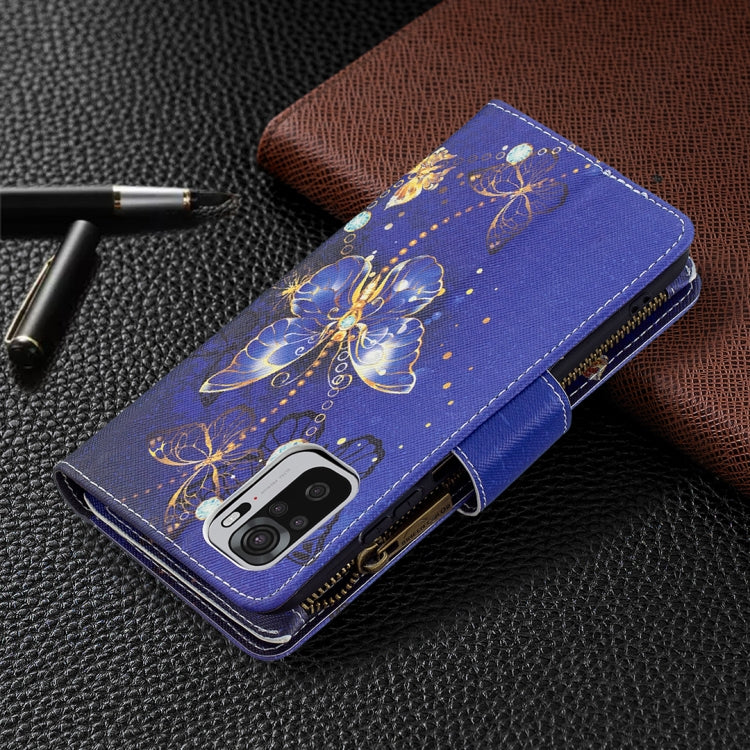 For Xiaomi Redmi Note 10 4G Colored Drawing Pattern Zipper Horizontal Flip Leather Case with Holder & Card Slots & Wallet