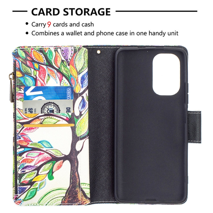 For Xiaomi Mi 11i / Poco F3 / Redmi K40 / K40 Pro Colored Drawing Pattern Zipper Horizontal Flip Leather Case with Holder & Card Slots & Wallet