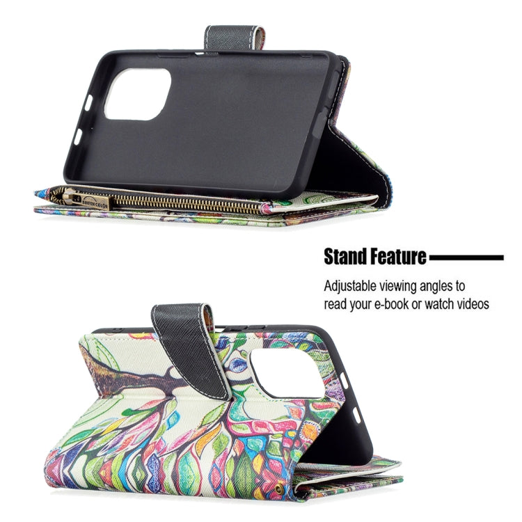 For Xiaomi Mi 11i / Poco F3 / Redmi K40 / K40 Pro Colored Drawing Pattern Zipper Horizontal Flip Leather Case with Holder & Card Slots & Wallet