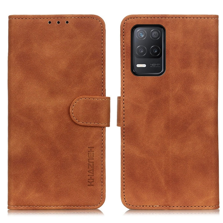 For Realme 9 5G / Realme 8 5G / Realme V13 5G KHAZNEH Retro Texture PU + TPU Horizontal Flip Leather Case