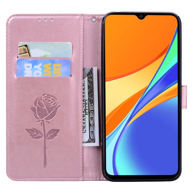 For Xiaomi Redmi 9T Rose Embossed Horizontal Flip PU Leather Case with Holder & Card Slots & Wallet