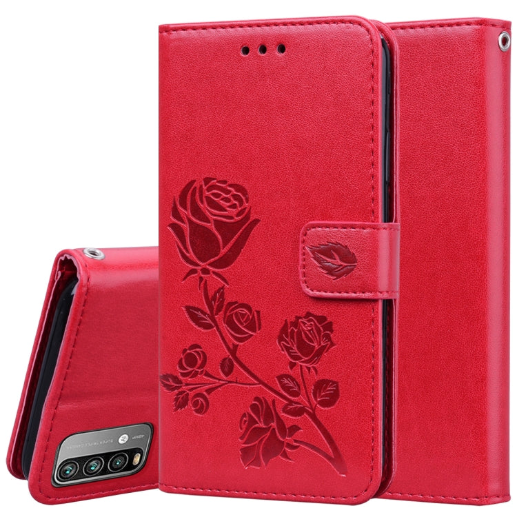 For Xiaomi Redmi 9T Rose Embossed Horizontal Flip PU Leather Case with Holder & Card Slots & Wallet