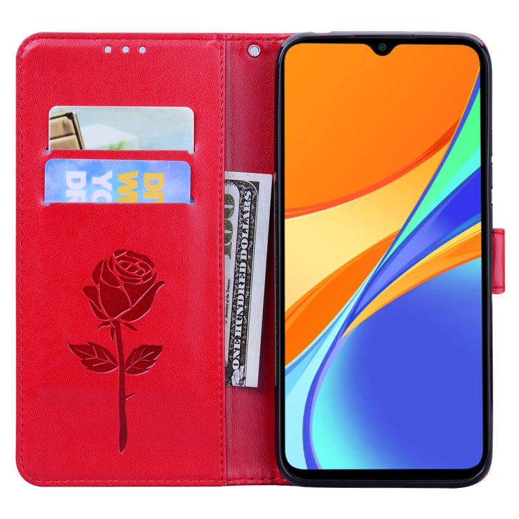 For Xiaomi Redmi 9T Rose Embossed Horizontal Flip PU Leather Case with Holder & Card Slots & Wallet