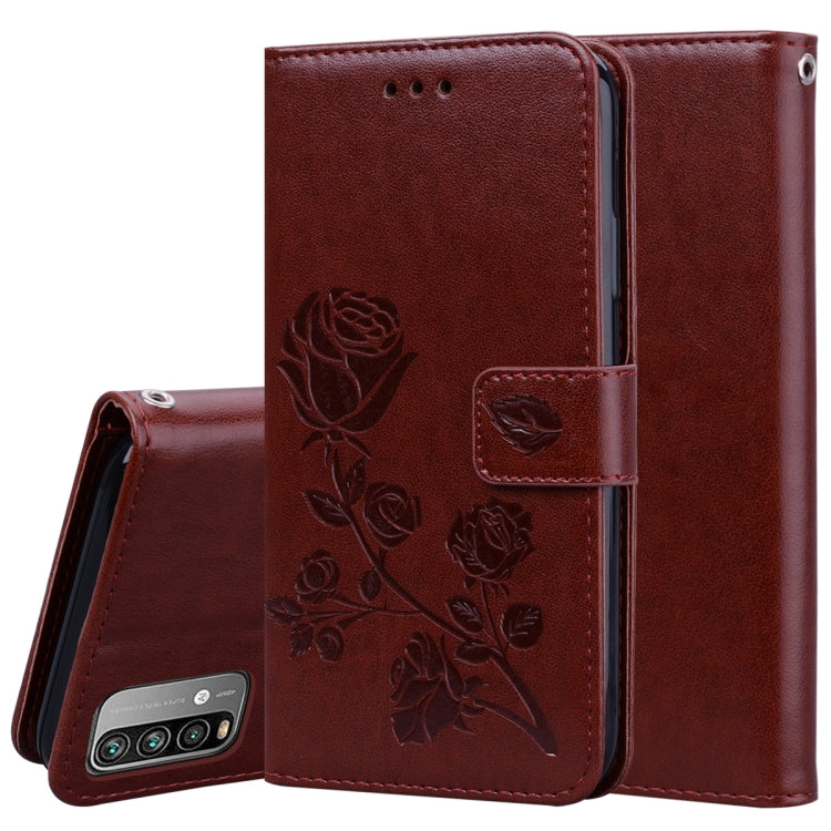 For Xiaomi Redmi 9T Rose Embossed Horizontal Flip PU Leather Case with Holder & Card Slots & Wallet