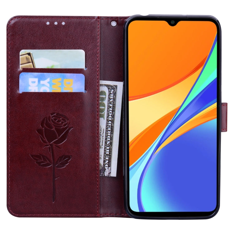 For Xiaomi Redmi 9T Rose Embossed Horizontal Flip PU Leather Case with Holder & Card Slots & Wallet