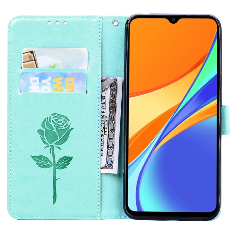 For Xiaomi Redmi 9T Rose Embossed Horizontal Flip PU Leather Case with Holder & Card Slots & Wallet