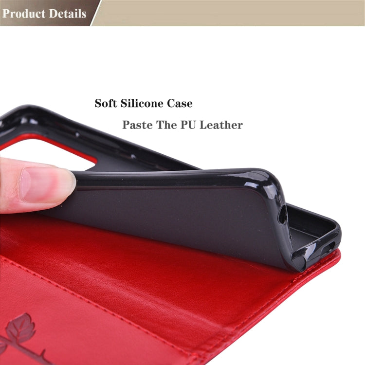 For Xiaomi Mi 11 Lite Rose Embossed Horizontal Flip PU Leather Case with Holder & Card Slots & Wallet