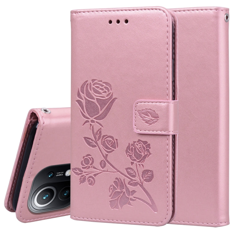 For Xiaomi Mi 11 Rose Embossed Horizontal Flip PU Leather Case with Holder & Card Slots & Wallet