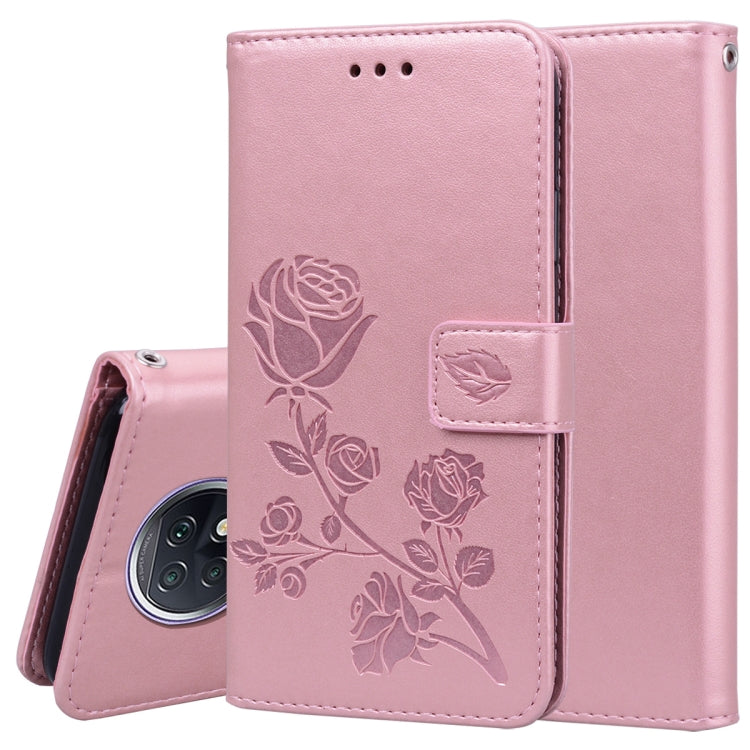 For Xiaomi Redmi Note 9T 5G Rose Embossed Horizontal Flip PU Leather Case with Holder & Card Slots & Wallet