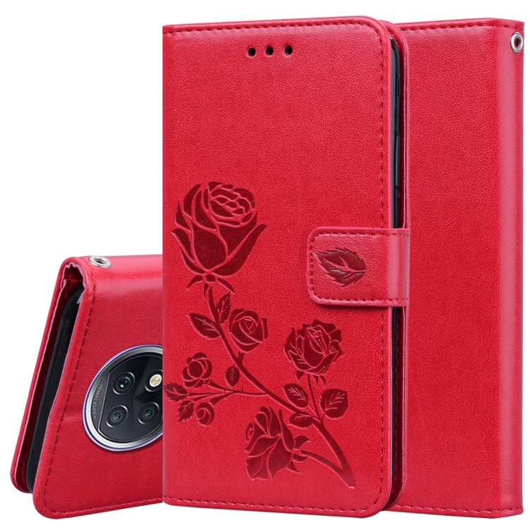 For Xiaomi Redmi Note 9T 5G Rose Embossed Horizontal Flip PU Leather Case with Holder & Card Slots & Wallet
