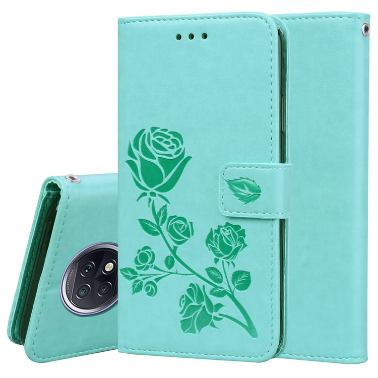 For Xiaomi Redmi Note 9T 5G Rose Embossed Horizontal Flip PU Leather Case with Holder & Card Slots & Wallet