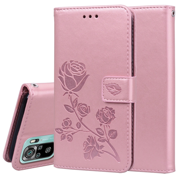 For Xiaomi Redmi Note 10 Rose Embossed Horizontal Flip PU Leather Case with Holder & Card Slots & Wallet