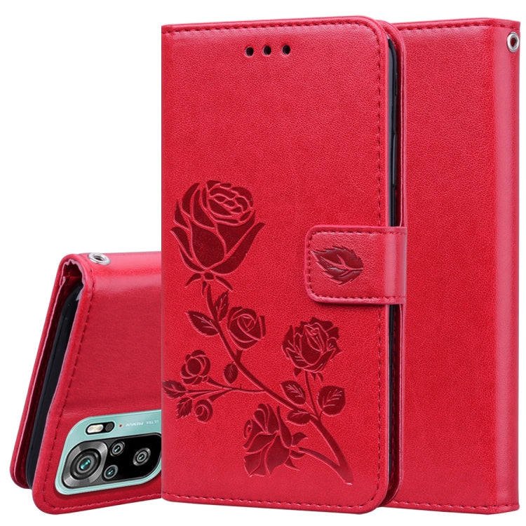 For Xiaomi Redmi Note 10 Rose Embossed Horizontal Flip PU Leather Case with Holder & Card Slots & Wallet