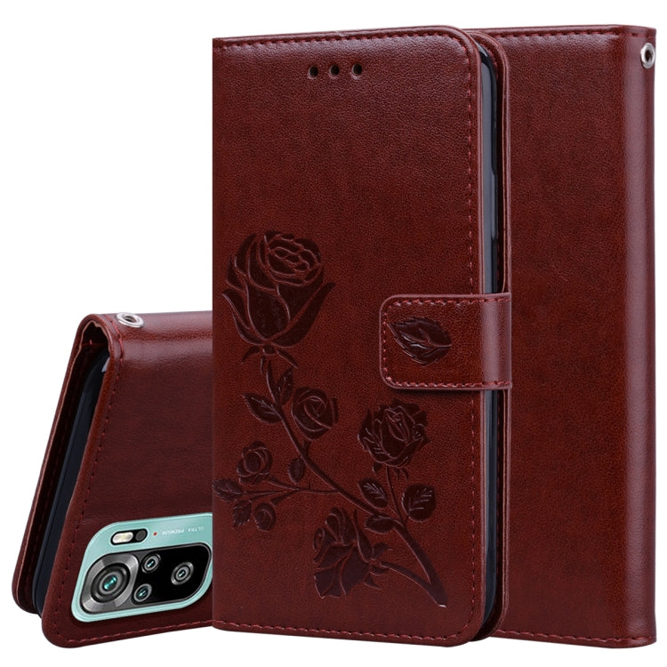 For Xiaomi Redmi Note 10 Rose Embossed Horizontal Flip PU Leather Case with Holder & Card Slots & Wallet