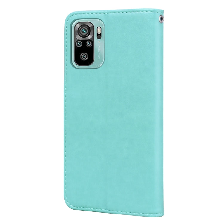 For Xiaomi Redmi Note 10 Rose Embossed Horizontal Flip PU Leather Case with Holder & Card Slots & Wallet